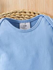 Infant Boy Slogan Print Round Neck Short Sleeve Casual Romper - Blue - View 4