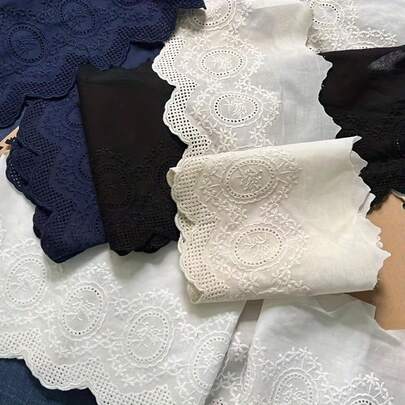 Vải cotton rỗng 1/3 thước Anh thêu ren, rộng 13cm, thích hợp để may cổ áo, tay áo, viền váy, trang trí váy cưới, phù hợp cho người mới bắt đầu may vá.