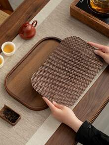 Walnut Color Tray With Cushion, Suitable For Displaying Food, Snacks, Drinks, Sushi, Steak, Pizza, Desserts, Cakes, Bread, Breakfast Tray, Coffee Tray, Tea Tray, Dining Tray, Applicable For Restaurant Kitchen - Maroon - View 4