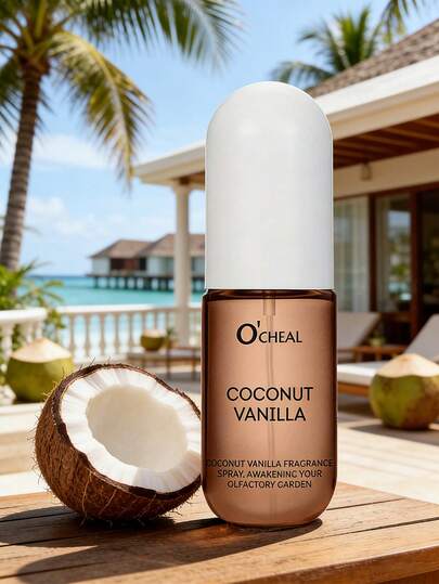 1 Bottle 50ml Fragrance Spray, Indoor & Outdoor Air Freshener, Long-Lasting Summer Scent With Sweet Blend Of Vanilla, Coconut And Rose. Portable Design, Fashionable Air Freshener Spray Suitable For Clothes, Closets, Indoor, Outdoor, Home, Bathroom, Living Room, Office, Car, Hotel, Wedding, Birthday, Christmas And More, Coconut Vanilla Scent.