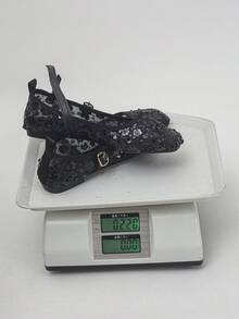 女款黑色亮片花卉裝飾芭蕾平底鞋，透氣輕量，尺寸35-43，夏季新款，純色時尚優雅鏤空黑色網面通勤鞋，辦公室戶外春秋夏通用低鞋幫芭蕾鞋，網布透氣鞋，開齋節/宰牲節 - 黑底網紗-黑亮片 - 查看 10
