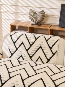 1 chiếc đệm sofa bằng vải jacquard mềm mại, chống trượt và chống mài mòn, chống bám bẩn và chống trầy xước do thú cưng, phù hợp sử dụng quanh năm cho phòng khách và phòng ngủ, có thể giặt máy. - Đen và trắng - Xem 8