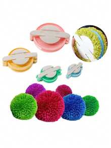 4 Sizes Pom Pom Maker, Pom Pom Making Tools, Knitting Yarn Pom Pom Crafting Tool Set, Pom Pom Bouquet Making Supplies, Handcraft Accessories - Multicolor - View 6