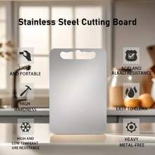 Premium Stainless Steel Cutting Board, Double-Sided Design, Material, Suitable For Kitchens And Dining Areas. Ideal For Slicing Vegetables, Fruits, And Meats. Convenient, Portable, And Versatile-An Essential For Home Cooking. - 3pcs - View 7
