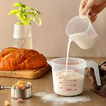3pcs Measuring Cup Set, Household Plastic Measuring Cups, Transparent Graduated Cups, Small & Large Measurement Cups, Kitchen Baking Measurement Tool Set - White - View 7
