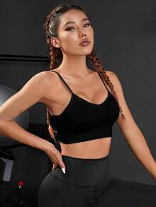 Set de 6 sujetadores deportivos inalámbricos para mujeres, suaves y transpirables, sin costuras, con tirantes ajustables, tops de yoga tipo camiseta - Multicolor - Ver 5