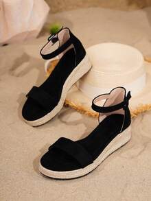 Women's Platform Thick Bottom Sandals, Suitable For All Seasons Wear, Vacation, Party, Casual, Beach - Black - View 7