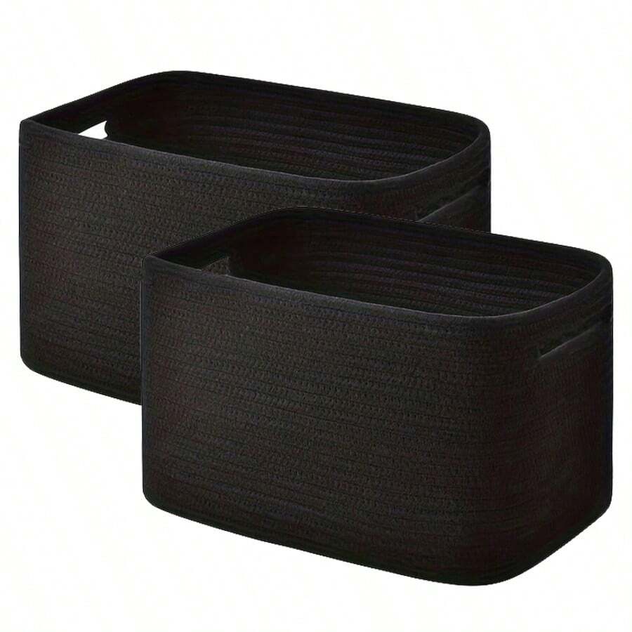 2-Pack Storage Baskets For Shelves, Playroom And Classroom Basket, Book Decorative Cube Bins, Woven Closet Organizers, Baby Nursery Baskets - Xem 1