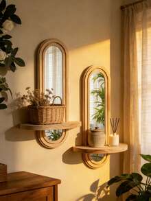 1件波西米亚风格木质彩虹拱形壁挂置物架，多功能收纳架，安装简便，适用于卧室、客厅、走廊、儿童房、厨房、办公室、农舍、中世纪及现代彩虹装饰 - 彩色 - 查看 18