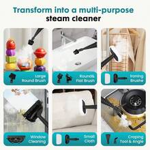 Sweetcrispy 10-In-1 Steam Mop, 1550W Detachable Handheld Steam Cleaner For Floor Cleaning, 16FT Cord, 2 Washable Pads, Multi-Purpose Floor Steamer For Hardwood, Carpet, Tile, Grout, Windows - Black Grey - View 5
