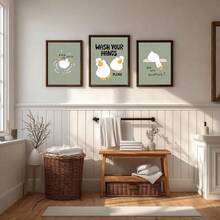 6pcs/Set Funny Silly Duck Bathroom Canvas Mural - Humorous Hand Washing And Rinsing Room Posters, Optional Frame Home Decoration, Room Decoration Aesthetics And Wall Decoration - 6PCS - View 9