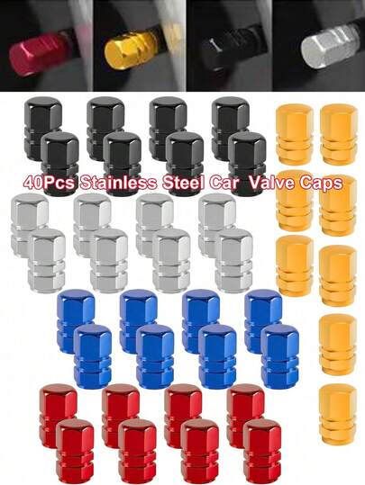 Bộ 20/40 nắp van lốp xe ô tô, nắp van lốp chống thấm nước, chống rò rỉ, dùng được cho cả ô tô, xe đạp, xe máy, xe tải, phụ kiện ô tô unisex.