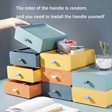 Macaron Color Stackable Desktop Storage Drawers, Fashionable Desktop Organizer Box, Suitable For Office Supplies, Desktop Storage Box (Handle Color Random) Office Desk Accessories Desk Accessories Pen Holder Office Accessories - Macaron Colors - View 2