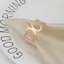 6/10pcs Elegant Minimalist Hollow Metal Heart Shaped Napkin Rings, Suitable For Wedding Decor, Holiday Gatherings, Mother's Day Gifts, And Tabletop Decoration - Multicolor - View 4