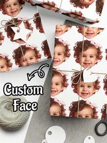 Papel de regalo de cumpleaños personalizado con foto de rostro, papel de regalo con estampado de rostro personalizado, papel de regalo con patrón de rostro divertido, papel de regalo con foto de rostro personalizado, envoltorio de cumpleaños personalizado único, regalo de cumpleaños, papel de regalo con estampado de rostro personalizado, envoltorio de cumpleaños personalizado único, regalo para la novia - Multicolor - Ver 1