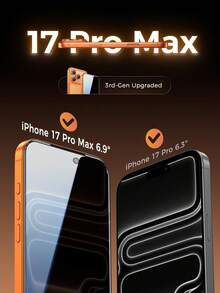 2片装隐私屏幕保护膜，防刮防震，适用于 17 Pro Max/17/17 Pro/16/16 Plus/16 Pro/16 Pro Max/15/15 Pro/15 Plus/15 Pro Max/14/13/12/11。生日礼物，为家人和朋友提供隐私屏幕保护膜。 - 黑色 - 查看 2