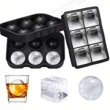 1个4/6孔威士忌冰球模具，带盖，圆形托盘，厨房制冰模具，硅胶模具，大球形威士忌托盘，适用于饮料、啤酒、鸡尾酒、家用制冰 - 彩色 - 查看 7