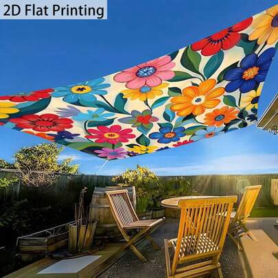 1 Piece Oil Painting Style Floral Tapestry Canopy - Lightweight And Portable Sunshade, Suitable For Beach, Camping, Garden, Picnic - Outdoor Sunshade Product (Excluding Stand) (Excluding Rope)