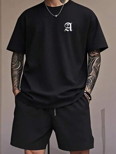 Hombre002y007 Conjunto de Camiseta y Pantalones Cortos Casual - Ropa de Verano Cómoda para Hombre y Mujer Conjunto Casual de Verano 2025  Camiseta de Manga Corta y Shorts Estiloso para Actividades al Aire Libre, Motociclismo Urbano, Viajes a la Playa y Fiestas Festivas