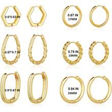 Wgoud Chunky Hoop Earrings Set 14K Gold Plated Hoop Earrings Women, Thick Twisted Huggie Hoops Earring Set - 6 Pairs Gold - View 5