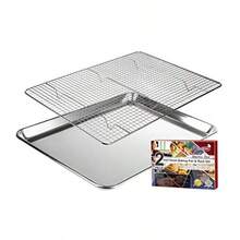 Kitchenatics - Molde para hornear con rejilla de refrigeración: Bandeja de alumio para hornear galletas con soporte de acero oidable fácil de limpiar no tóico y de calidad prémium - Pago - Ver 6
