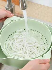 双层蔬菜清洗盆，带沥水篮，水果清洗篮，适用于厨房、客厅、水果盘 - 1pc - 查看 4