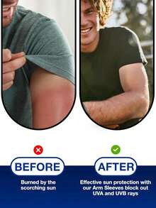 4/1 Pair UV Protection Cooling Compression Arm Sleeves - Men's Sun Protection Arm Sleeves Suitable For Teenagers And Schools, Summer Arm Protection Equipment, All Black Sleeve, Men's Gift - Multicolor - View 7
