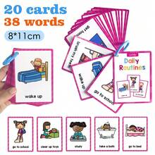 20张卡片，38个单词，儿童学习日常生活英语单词闪卡，幼儿园早期教育儿童单词卡游戏 - 杏色 - 查看 13