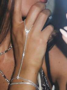 2件套优雅闪亮水晶多层叠戴戒指套装，适合女性日常佩戴、夜店派对、聚会等场合。 - 銀色 - 查看 1