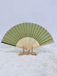 3/15/30件套优雅绿色系列婚礼折扇，蝴蝶结装饰，便携式夏季手扇，透明礼品袋包装，非常适合作为伴娘邀请礼物、婚礼回礼、生日礼物、摄影道具、活动装饰和日常多用途用品。 - 軍綠色 - 查看 10
