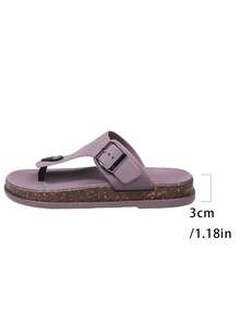 FZY Women's Sandals For Spring And Summer, Cork Texture Sandals, Adjustable Metal Buckle Non-Slip Flat Shoes, Fashion Faux Leather Slippers Versatile For Summer Leisure, Commute And Vacation. Breathable Comfortable Sandals For Daily Outdoor Wear, Lightweight Non-Slip Slippers For Women In Summer. Stylish Minimalist Versatile Women's Sandals, Beach Slippers Suitable For Daily Commute, Vacation And Multiple Scenarios, Women's Casual Slippers For Summer Outdoor Wear. Versatile Comfortable Non-Slip Women's Toe Post Slippers, Stylish Women's Sandals, Women's Slippers For Summer Commute And Vacation. Versatile Slippers For Women's Daily Outdoor Wear, Stylish Women's Toe Post Sandals For Summer, Non-Slip Women's Slippers For Summer, Toe Post Sandals Versatile For Commute, Casual Outdoor Slippers Suitable For All Festival Outfits - 紫色 - 查看 7
