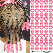 60pcs Colorful Cute Plastic Hair Beads Decorative Braids Accessories DIY Set, High Quality Soft Rubber, Noiseless, Painless, Lightweight, Suitable For Girl And Girls To Create Fashionable Hairstyles, Girls Hair Accessories - Multicolor - View 13