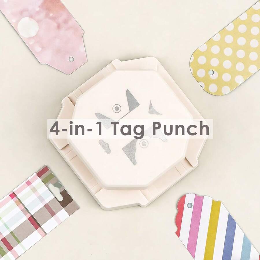 4-In-1 Tag Punch For Paper Crafts, 4 Shapes Label Corner Punches For DIY Card Making Scrapbooking - 4-in-1 Tag Punch - View 1