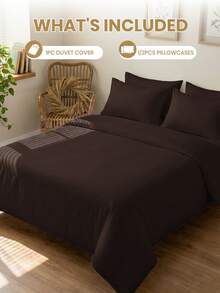 Bộ chăn ga gối 2/3 món, bộ đồ giường, bộ vỏ chăn màu trơn thân thiện với da, bộ vỏ chăn kiểu dáng đơn giản, thoải mái và mềm mại, thoáng khí, quà tặng Phục Sinh lý tưởng, quà tặng Ngày của Mẹ, quà tặng ngày lễ hoàn hảo, phù hợp với giường đơn/đôi/cỡ lớn/cỡ King/cỡ Queen - lý tưởng cho phòng ngủ, phòng khách, ký túc xá, 1 vỏ chăn kèm 1/2 vỏ gối (không kèm ruột chăn), có thể giặt máy. - Nâu sẫm - Xem 2
