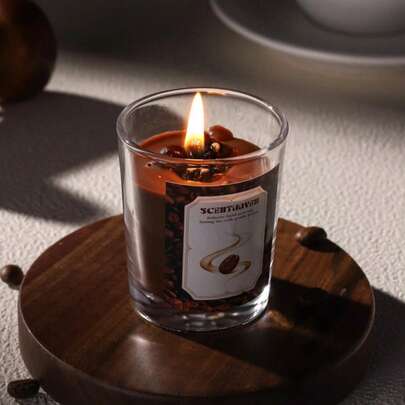 130克新款咖啡香氛蜡烛，玻璃罐装，大豆蜡烛 | 拿铁香味，棕色，温馨家居装饰，送给咖啡爱好者的礼物，婚礼和生日礼物。