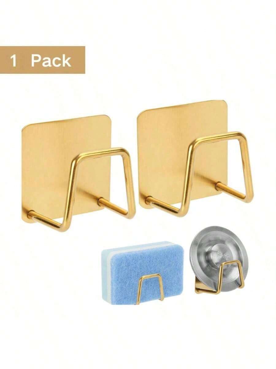 2 Bộ Giá Đậy Miếng Bọt Biển Dán Màu Vàng, Giá Đậy Miếng Bọt Biển Bằng Thép Không Gỉ, Phụ Kiện Nhà Bếp