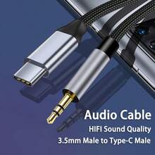 USB-C auf 3,5-mm-Audio-Hilfsanschluss-Kabel - Typ-C auf männlichen Lautsprecher-Adapter - Stereo-Audio-Verlängerungskabel - flaches Kabeldesign - weiches Audio-Kabel - Premium-Audio-Anschluss - langanhaltend - USB-C auf 3,5-mm-Konverter - kompatibel mit Ultra 20/10, Pro, Kopfhörerverlängerung, Mobilaudio-Setup, Autosound - Technikbegeisterte, Autoaudio-Fans - A - Übersicht 5
