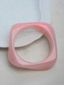 1pc Retro Minimalist Fashionable Geometric Resin Wide Bangle, Suitable For Daily Wear - Multicolor - View 24