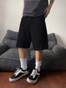 青少年男童黑色时尚休闲多工艺牛仔短裤 - 黑色 - 查看 10