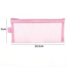 1pc Nylon Mesh Zipper Pencil Case, Transparent Portable Storage Bag, Multi-Function Travel Cosmetic & Makeup Organizer - Pencil Case - View 12