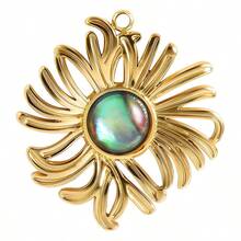 1pc/6pcs Vintage Luxury 304 Stainless Steel Inlaid Shell Gold/Silver Asymmetrical Flower Shell Pendant Necklace Earring DIY Jewelry Accessories - S3313 - View 14