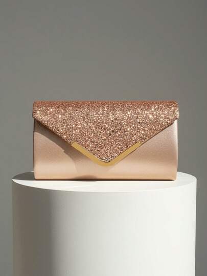 Beige Lady Velvet Evening Clutch Handbag Formal Party Clutch For Women With Chain Strap