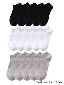 10 Pairs Unisex Solid Color Comfortable Lightweight Low-Cut Socks - Multicolor - View 11