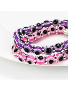 Colourful Evil Eye Bead Bracelets, Bohemian-Style Bracelets, Vintage And Niche Jewellery; Perfect For Everyday Wear, Holiday Fashion Accessories, And As Lucky Gifts. - EY6126BK00 - View 7