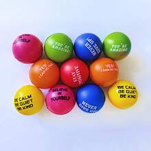 Chifte 4cm 6pcs/Set Inspirational Phrase Printed Hand Grip Strengthener Balls, Assorted Colors - Paket 6 - View 7