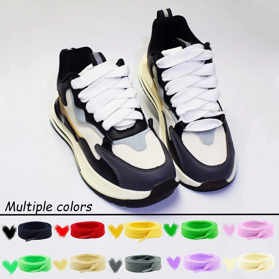 3 Pairs Wide Flat 0.79 Inch Classic Casual Sports Shoelaces