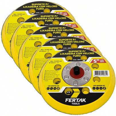 Suporte Para Disco de Lixa Aderente 125mm 8 Furos | 10 Un