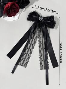 1 pieza Clip para el cabello con lazo de encaje negro & rojo estilo gótico lolita, con lazo de metal y strass, adecuado para uso diario, festivales, fiestas, compras, viajes, fotografía y cualquier ocasión. Un gran regalo para mejores amigas, fiestas, cumpleaños, pinzas de garra, clip para el cabello - Multicolor - Ver 6