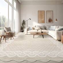Washable Rugs, Rug Modern Geometric Living Room Rug, Stain-Resistant Scalloped Throw Rugs, Soft Faux Wool Carpet For Bedroom Entryway Office Dorm - Beige(240*340cm) - View 6