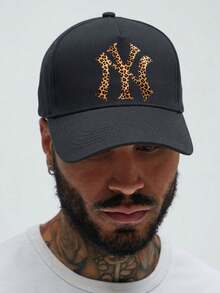 Men's Printed Hat Leopard Print New York Logo Cap | Suitable For Summer Vacation And Daily Wear | 100% Cotton Unisex - màu đen - Xem 2